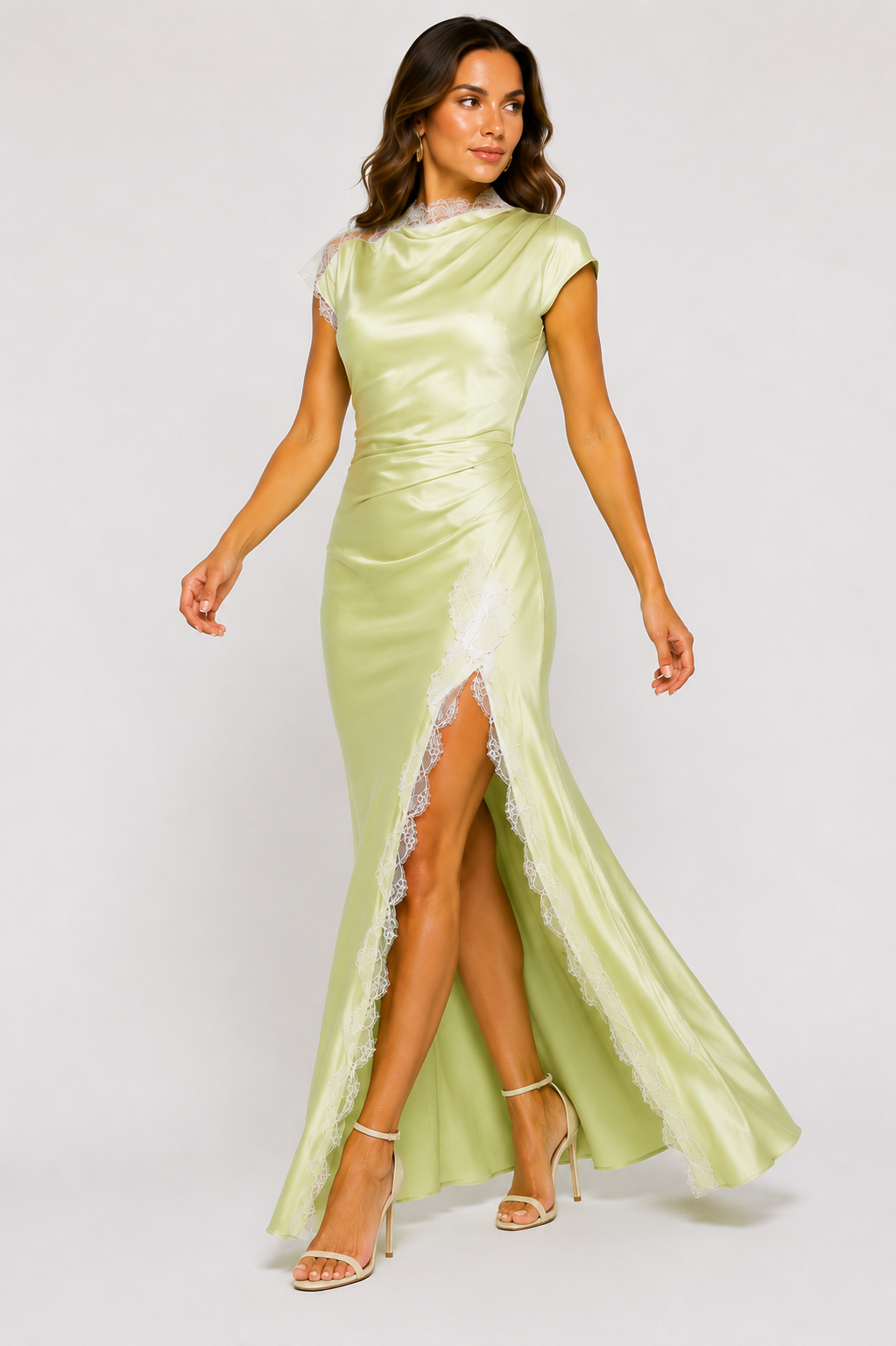 Vestido Aurora - Elegancia Satinada con Encaje