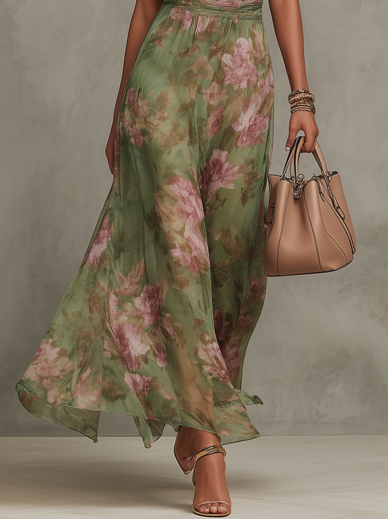 Livia | Vestido Maxi de Escote Halter Floral