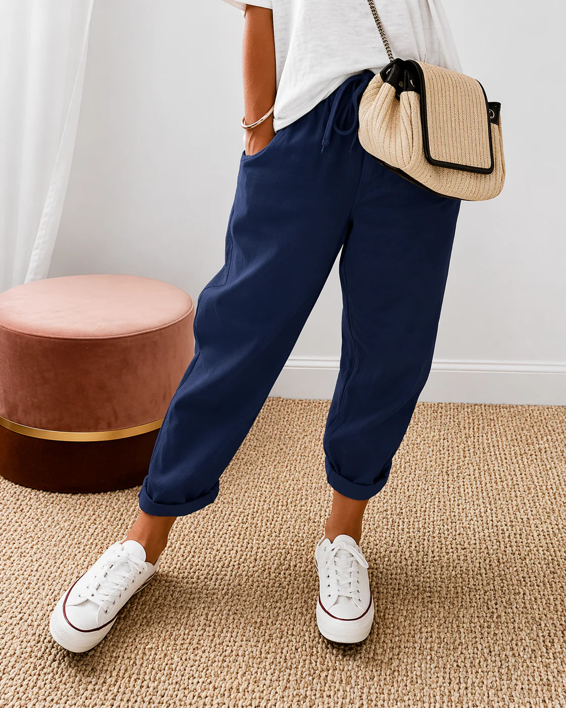 Siroco -Pantalón de lino con lazada