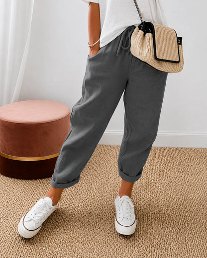 Siroco -Pantalón de lino con lazada