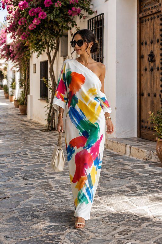 Vestido Cecilia - Estilo Mediterráneo con Estampado Artístico