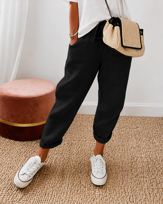 Siroco -Pantalón de lino con lazada