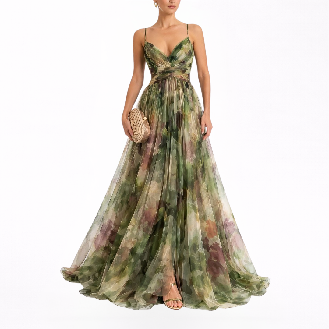 Giselle | Encantador vestido maxi con estampado floral