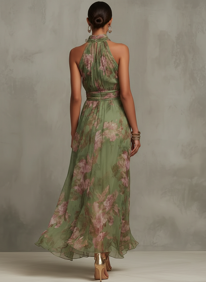 Annalisa - Vestido Maxi Halter Floral Elegante
