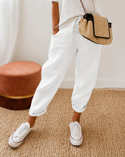 Siroco -Pantalón de lino con lazada