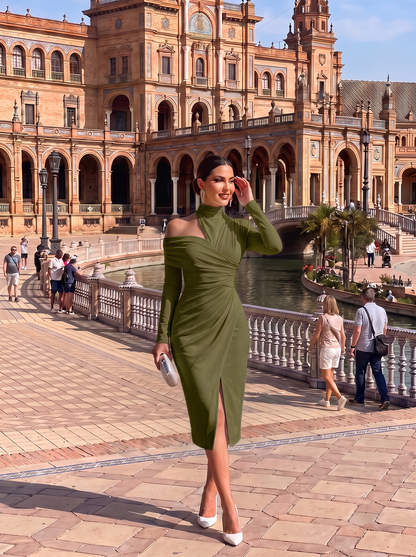 Vestido Asimétrico Drapeado – Elegancia Sofisticada